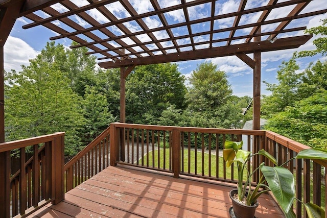 wooden terrace featuring a pergola