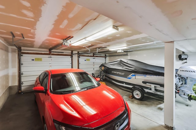 garage with a garage door opener