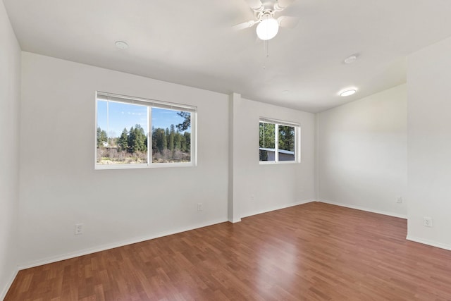 spare room featuring ceiling fan and wood-type flooring