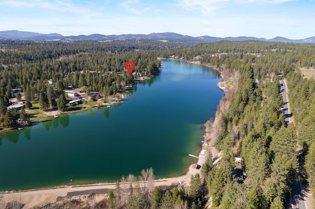 aerial view with a water and mountain view