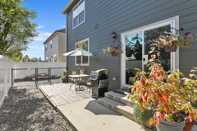 view of patio with area for grilling