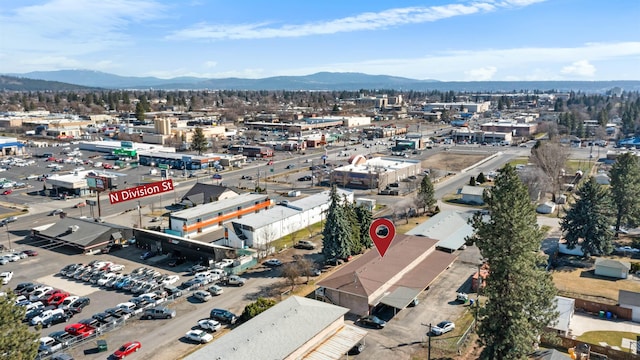 birds eye view of property featuring a mountain view