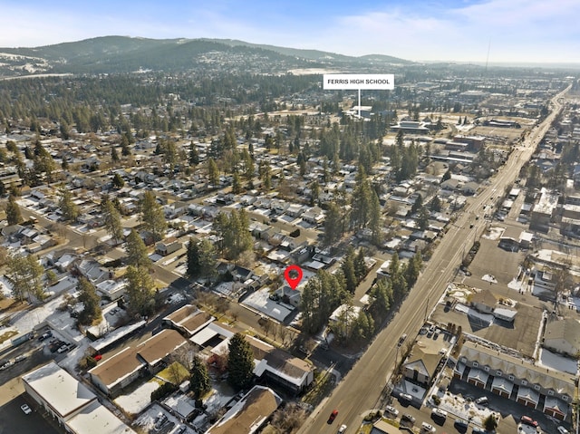 aerial view featuring a mountain view