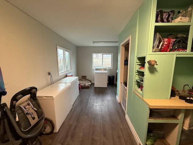 corridor featuring dark hardwood / wood-style floors