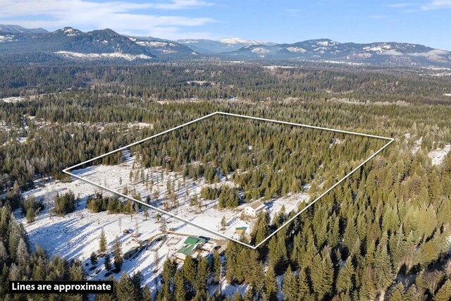 birds eye view of property with a mountain view