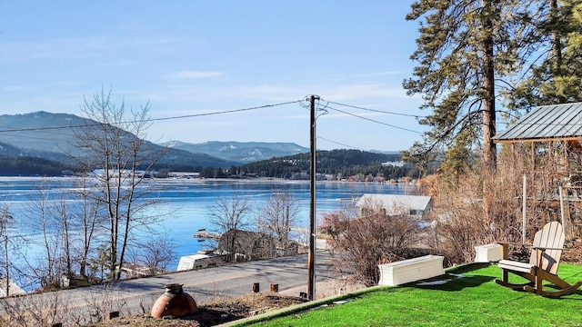 property view of water featuring a mountain view