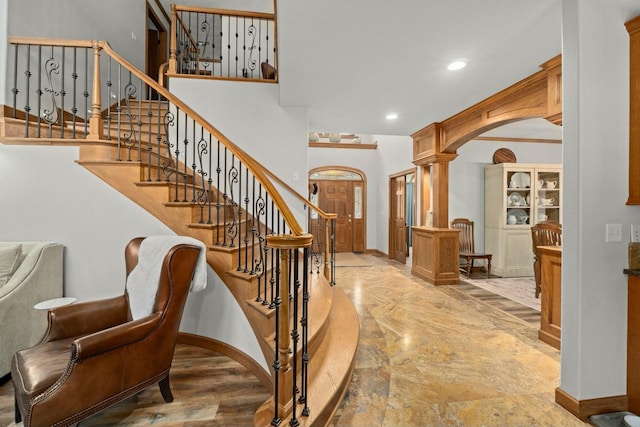 foyer entrance with decorative columns