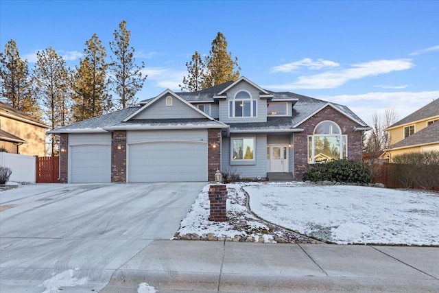 view of front property with a garage