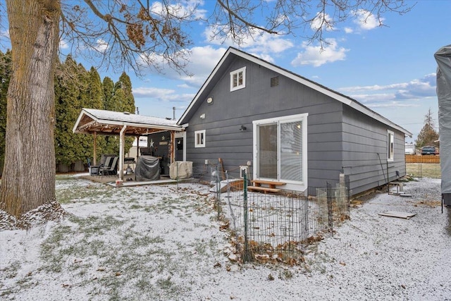 view of snow covered property