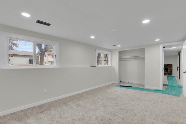 bathroom featuring vanity and a shower with shower door