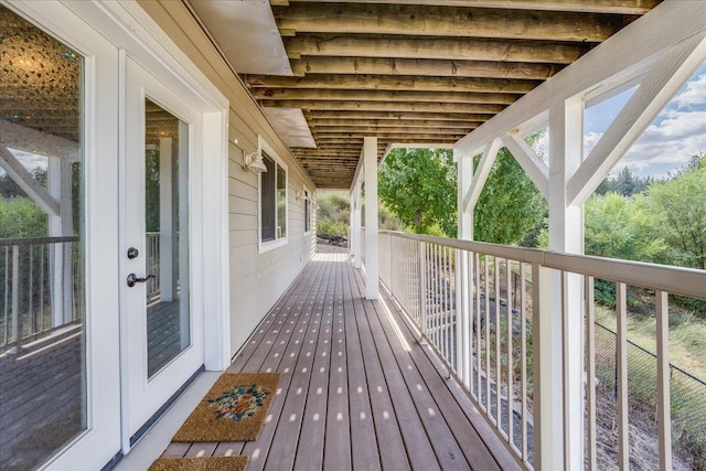 deck featuring french doors