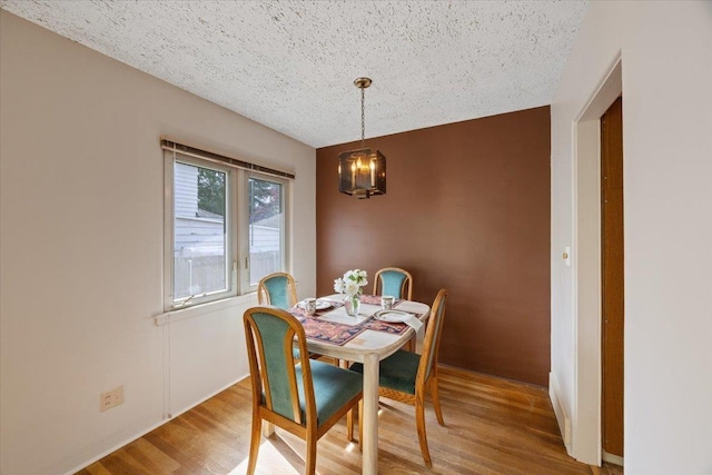 dining room featuring hardwood / wood-style floors and a textured ceiling