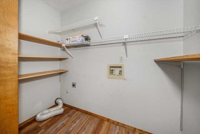 laundry room with washer hookup, hardwood / wood-style floors, and electric dryer hookup