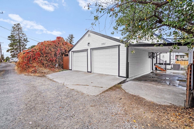 garage with central air condition unit