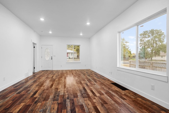 interior space with a wealth of natural light and dark wood-type flooring