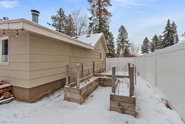 view of snow covered exterior