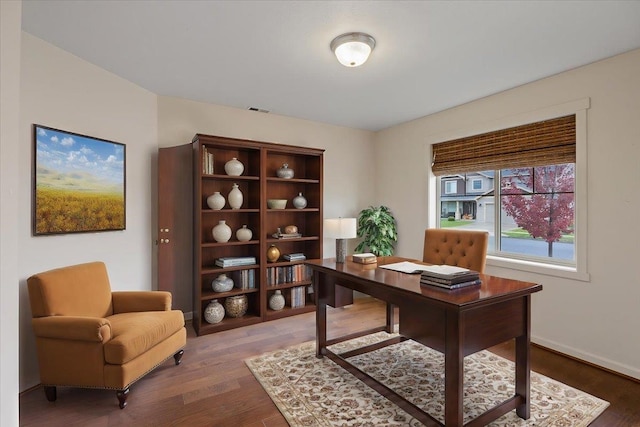 office area featuring hardwood / wood-style flooring