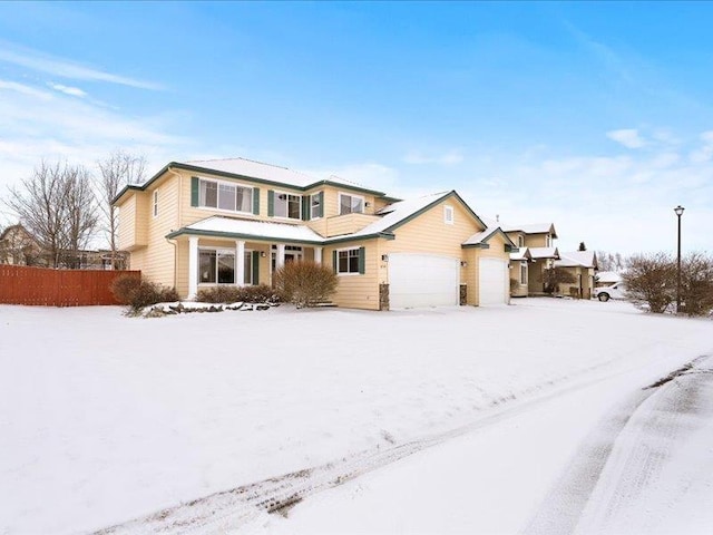 view of front property with a garage