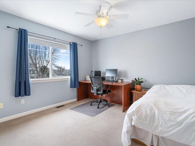 854 S Shelley Lake Ln, Spokane Valley, WA 99037 - carpeted bedroom featuring baseboards, visible vents, and a ceiling fan