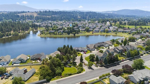 854 S Shelley Lake Ln, Spokane Valley, WA 99037 - drone / aerial view with a residential view and a water and mountain view