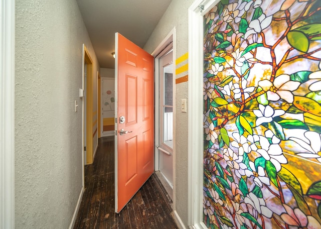 hallway featuring dark wood-type flooring