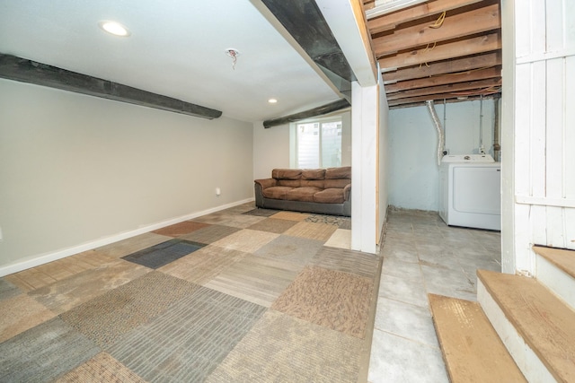 basement with washer / dryer