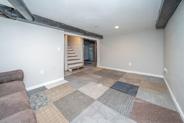 basement featuring carpet