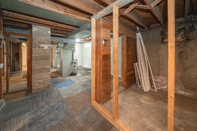 basement with heating unit