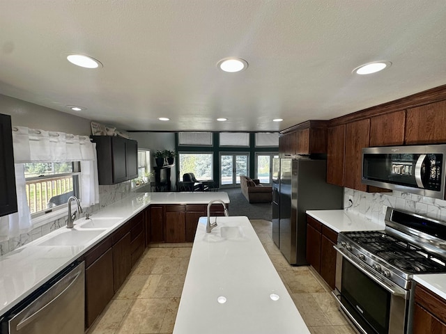 kitchen featuring tasteful backsplash, a sink, and stainless steel appliances