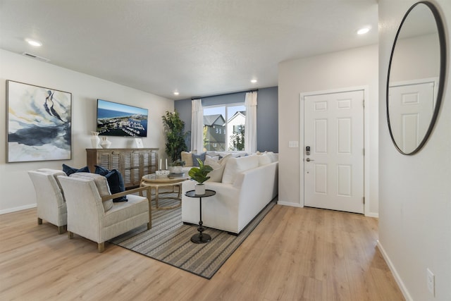 living room featuring light hardwood / wood-style floors