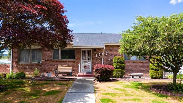 view of front of home with a front yard