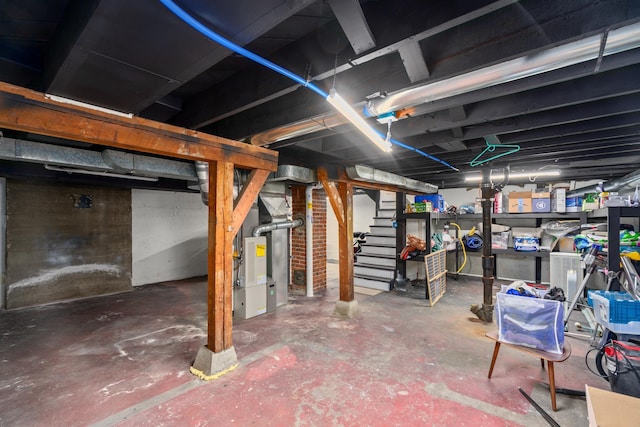 basement with heating unit