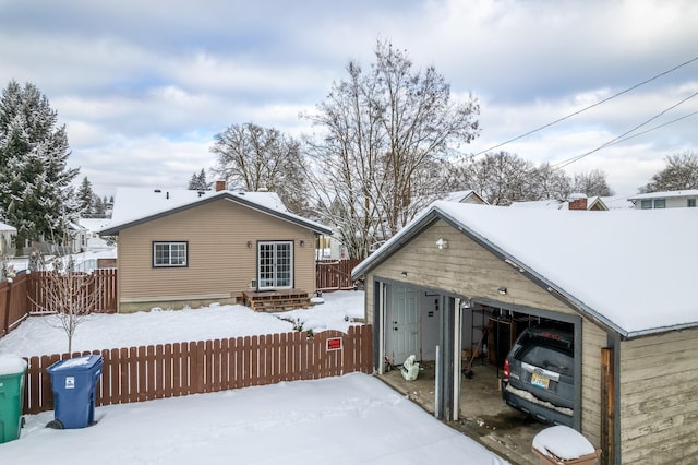 exterior space with a garage