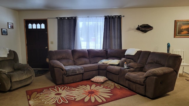 living room featuring carpet