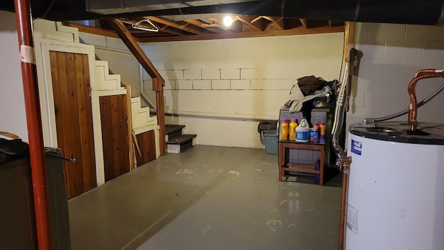 basement with gas water heater