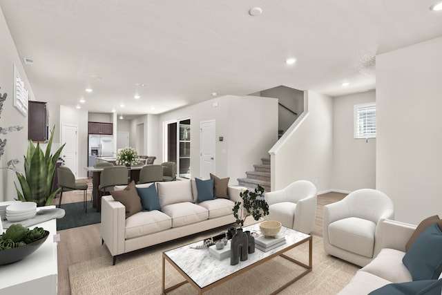 living room featuring light hardwood / wood-style flooring