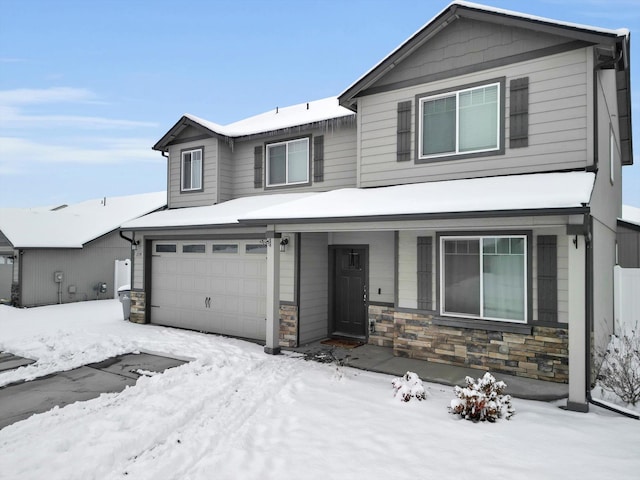 view of front of house with a garage