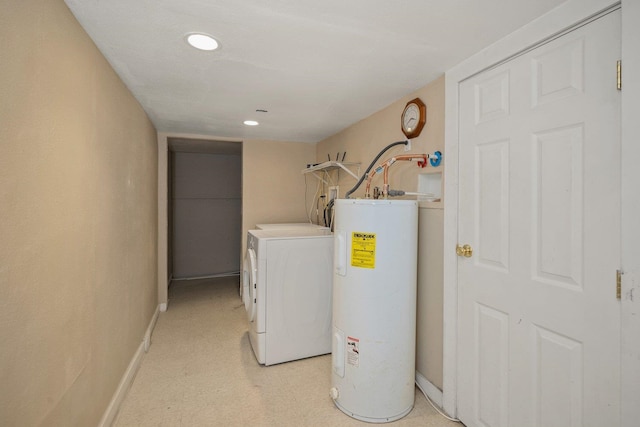 laundry room featuring water heater