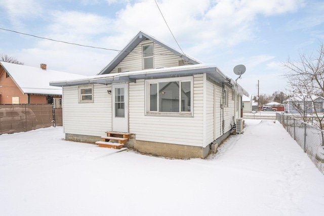 view of snow covered property