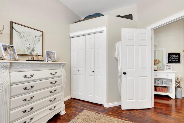 bedroom featuring a closet and dark hardwood / wood-style floors