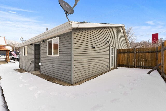 view of snow covered exterior