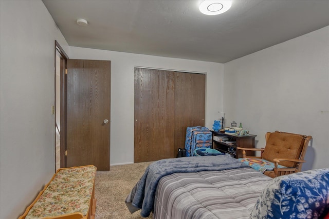 carpeted bedroom featuring a closet