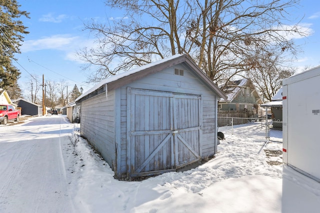 view of snow covered structure