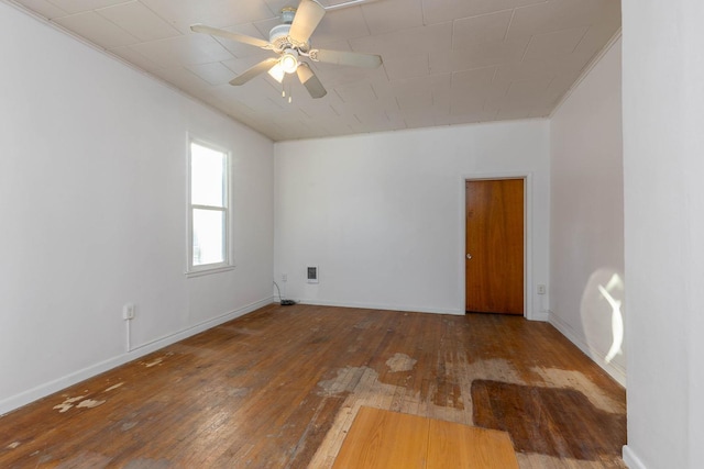 unfurnished room featuring hardwood / wood-style floors and ceiling fan