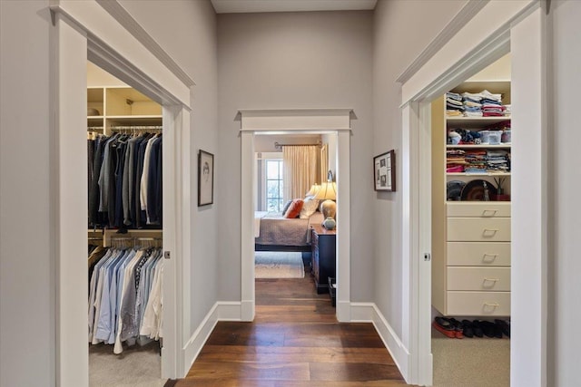 hall featuring dark hardwood / wood-style floors