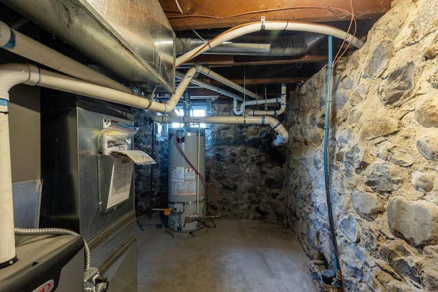 basement with gas water heater