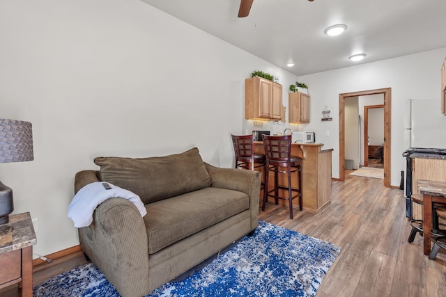 28411 N Milan Rd, Chattaroy, WA 99003 - living room featuring ceiling fan and light hardwood / wood-style flooring