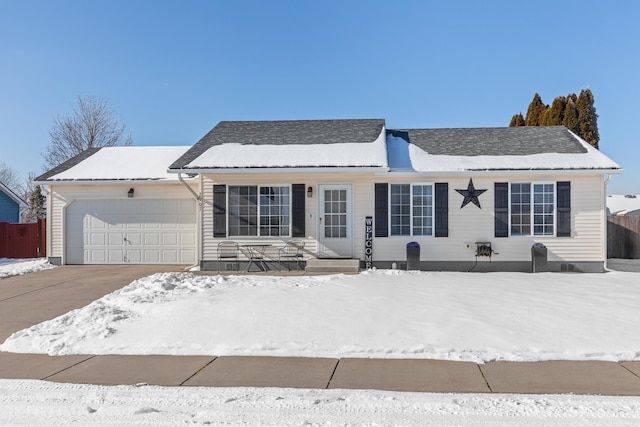 single story home with a garage