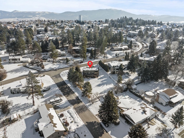 aerial view with a mountain view