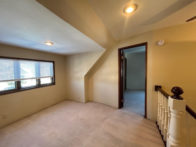 additional living space with light colored carpet